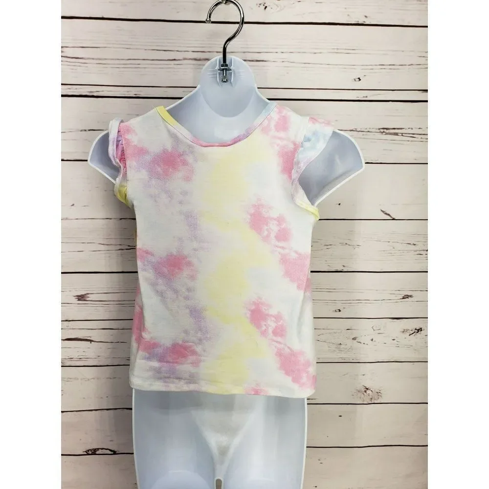Bobbie Brooks Small 6/6x‎ Rainbow tye dye ruffle sleeve tie front blouse